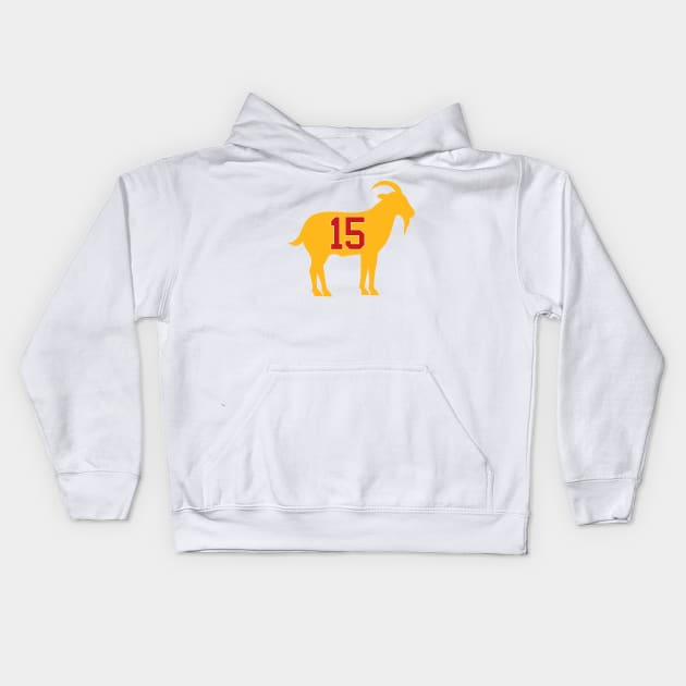 Kansas City Chiefs - Patrick Mahomes GOAT 15 Kids Hoodie by TextTees